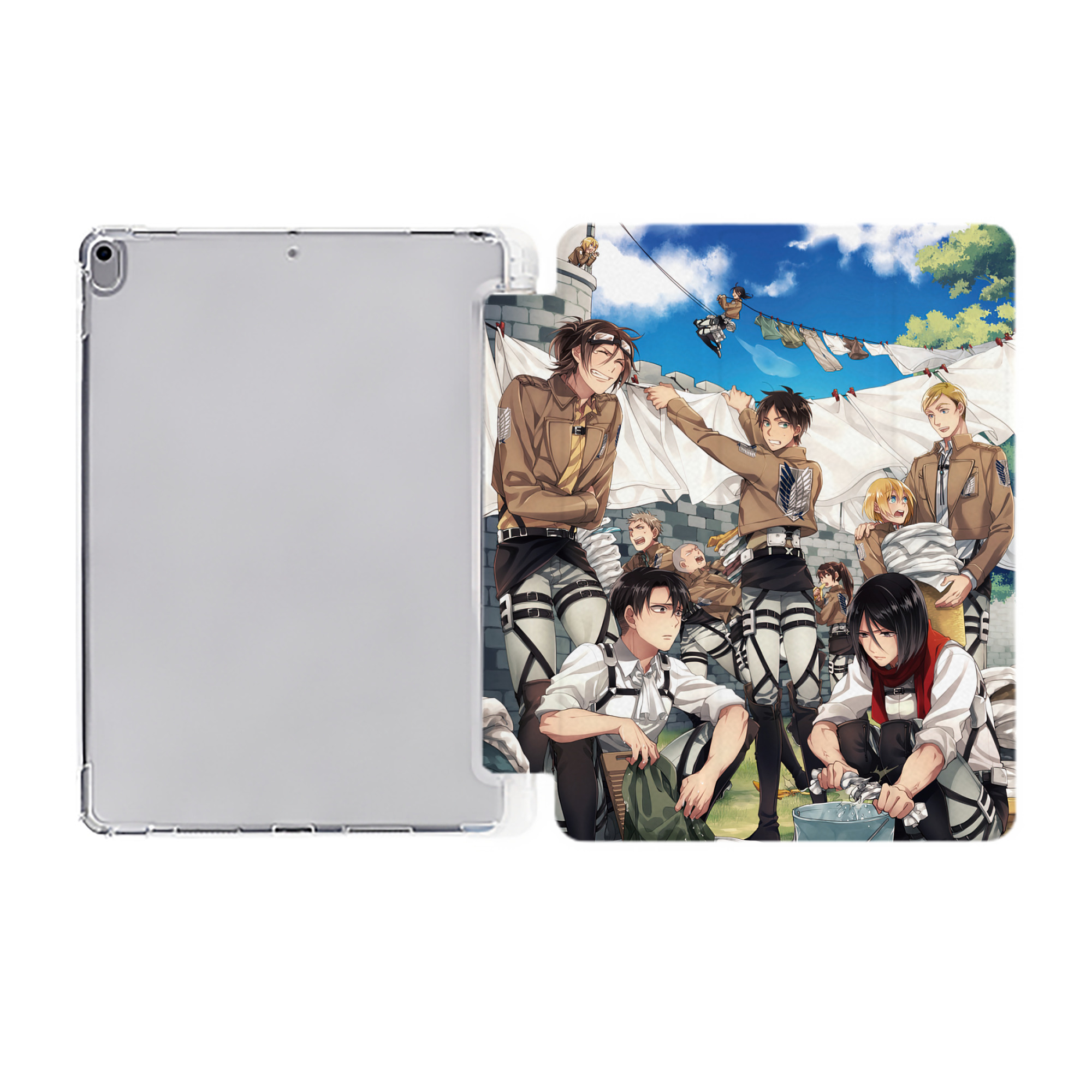 （画像用） 進撃の巨人 Attack on Titan IPad ケース ペン収納付き 三つ折りスタンド PUレザー×シリコン 対応機種9.5/10.5/10.9インチ